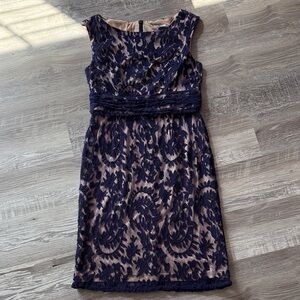 Simply Liliana Elegant Purple and Beige Midi Dress